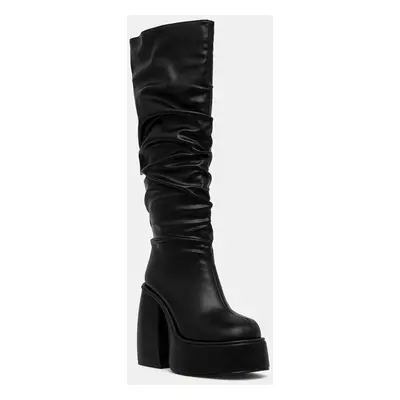 Kozačky Buffalo Heart Boot Hi dámské, černá barva, na podpatku, 1220061-BLK