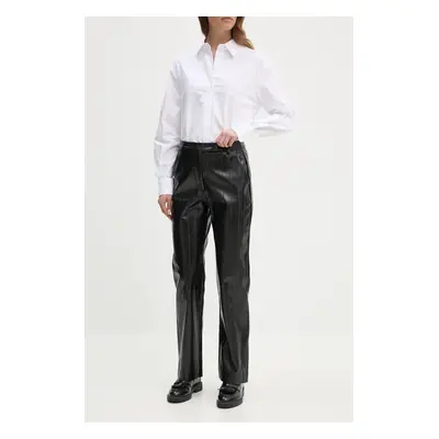 Kalhoty Sisley dámské, černá barva, jednoduché, high waist, 4S6DLF064