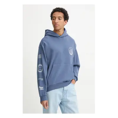 Bavlněná mikina adidas Originals pánská, modrá barva, s kapucí, hladká, JI6956