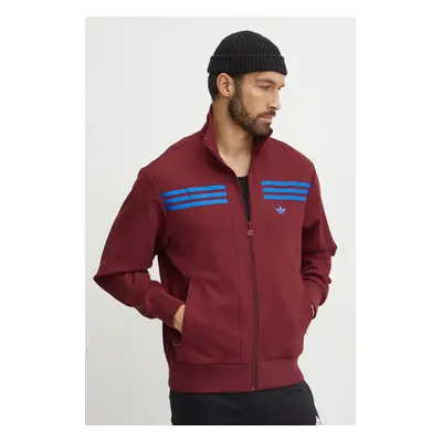 Mikina adidas Originals 70s Track Top pánská, vínová barva, s aplikací, JN5963