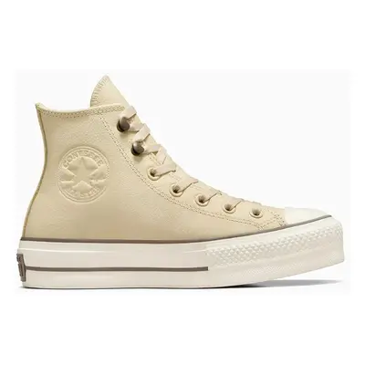 Kožené kecky Converse Chuck Taylor All Star Lift dámské, béžová barva, A11158C