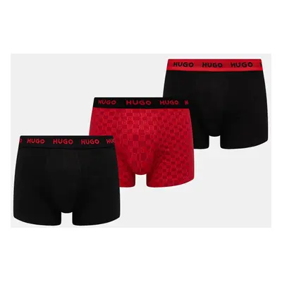 Boxerky HUGO 3-pack pánské, černá barva, 50532559