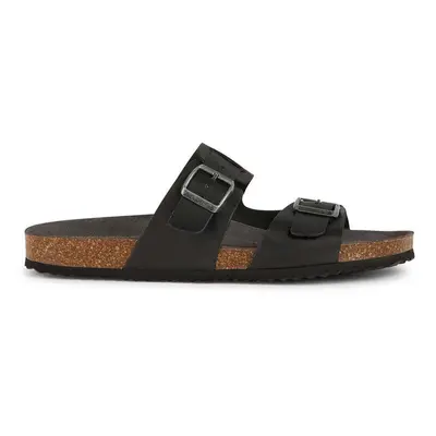 Kožené pantofle Geox U SANDAL GHITA pánské, černá barva, U159VB 00043 C9999