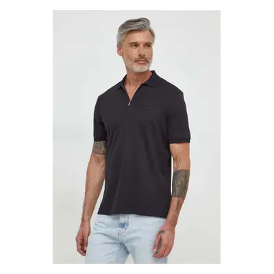 Bavlněné polo tričko Calvin Klein černá barva, K10K112754