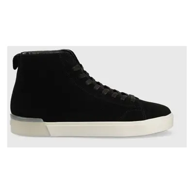 Semišové sneakers boty Calvin Klein High Top Lace Up Sue černá barva