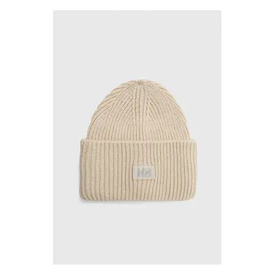 Čepice Helly Hansen HH RIB BEANIE béžová barva, z husté pleteniny, 54020