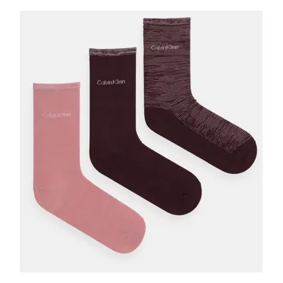 Ponožky Calvin Klein 3-pack dámské, růžová barva, 701229443