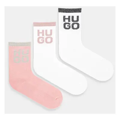 Ponožky HUGO 3-pack dámské, bílá barva, 50530490