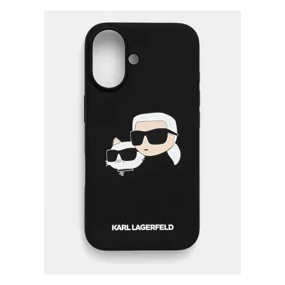 Obal na telefon Karl Lagerfeld iPhone 16 6.1 černá barva, KLHMP16SSKCHPPLK