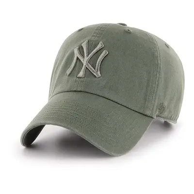 Bavlněná baseballová čepice 47brand MLB New York Yankees zelená barva, s aplikací, B-RGW17GWSNL-