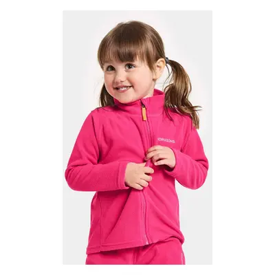 Dětská mikina Didriksons MONTE KIDS FULLZIP růžová barva, hladká