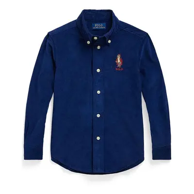 Dětská bavlněná košile Polo Ralph Lauren tmavomodrá barva, 322878882003