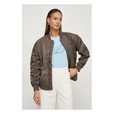 Bomber bunda Guess BIRKS hnědá barva, přechodná, oversize, W4GL12 WFA20