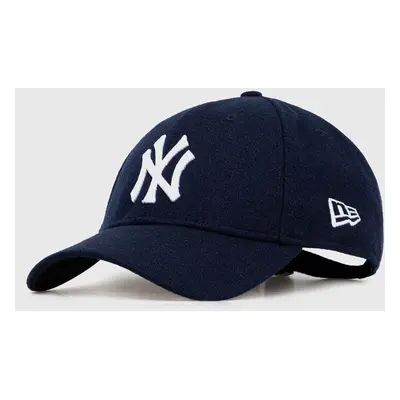 Vlněný kšilt New Era tmavomodrá barva, s aplikací, NEW YORK YANKEES