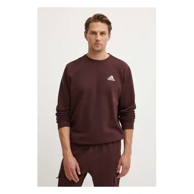 Mikina adidas Essentials pánská, hnědá barva, hladká, IY9083