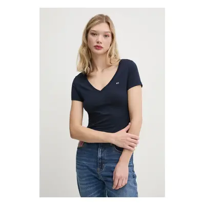 Bavlněné tričko Tommy Jeans tmavomodrá barva, DW0DW20458