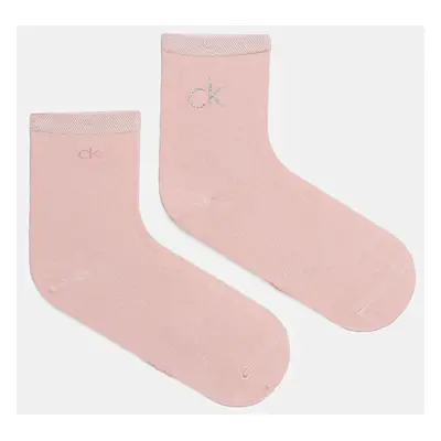 Ponožky Calvin Klein 2-pack dámské, růžová barva, 701229680