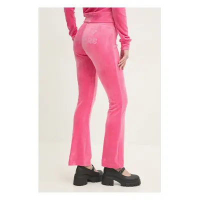 Velurové teplákové kalhoty Juicy Couture LISA REGAL VELOUR STRAIGHT LEG TRACK PANT růžová barva,