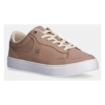 Kožené sneakers boty Tommy Hilfiger ESSENTIAL CHIC COURT SNEAKER béžová barva, FW0FW08322