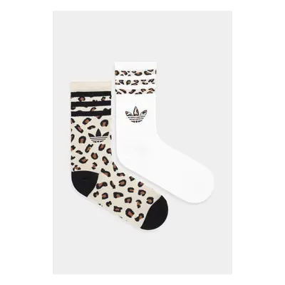 Ponožky adidas Originals Leopard 2-pack béžová barva, JJ1636