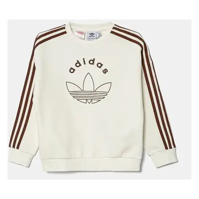 Dětská mikina adidas Originals CREW béžová barva, s potiskem, IY9546