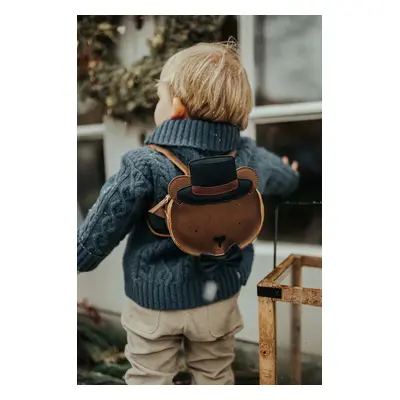 Dětský kožený batoh Donsje Matsi Backpack Bear hnědá barva, malý, s aplikací, 5519601