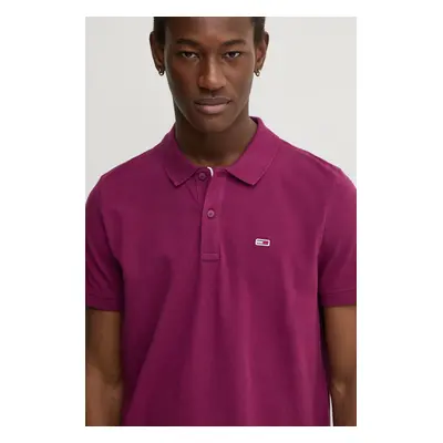 Bavlněné polo tričko Tommy Jeans vínová barva, DM0DM18312