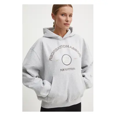 Mikina P.E Nation Outfield Hoodie dámská, šedá barva, s kapucí, melanžová, 243H396