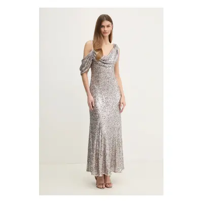 Šaty DIANE VON FURSTENBERG stříbrná barva, maxi, DVFGL4S010