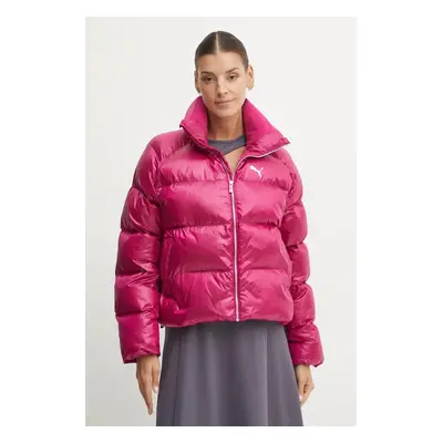 Bunda Puma Shiny Puffer Jacket dámská, fialová barva, zimní, 626514