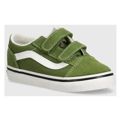 Dětské semišové tenisky Vans Old Skool zelená barva, VN000CPZCIB1