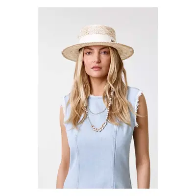 Klobouk LE SH KA headwear Double Chain Pearl Canotier béžová barva, DCPearlCanotier