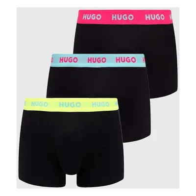 Boxerky HUGO 3-pack pánské, žlutá barva, 50469766