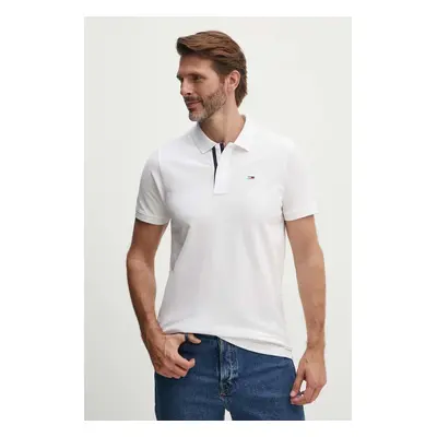 Bavlněné polo tričko Tommy Jeans bílá barva, DM0DM15370