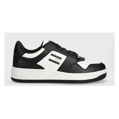 Kožené sneakers boty Tommy Jeans TJM BASKET LEATHER černá barva, EM0EM01378