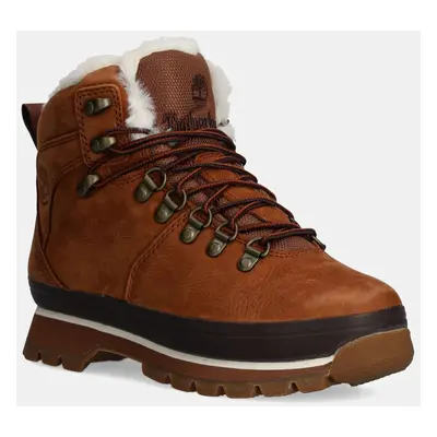 Kožené workery Timberland Euro Hiker dámské, hnědá barva, na plochém podpatku, lehce zateplené, 