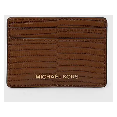 Kožené pouzdro na karty MICHAEL Michael Kors hnědá barva