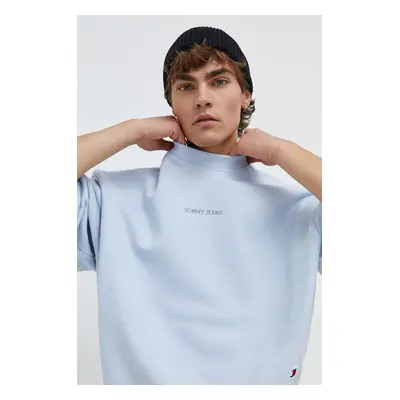 Bavlněná mikina Tommy Jeans pánská, hladká, DM0DM18414