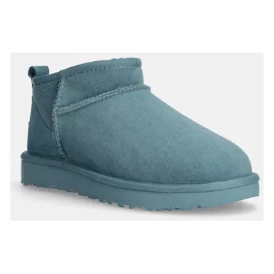 Semišové sněhule UGG Classic Ultra Mini tyrkysová barva, 1116109-DEE