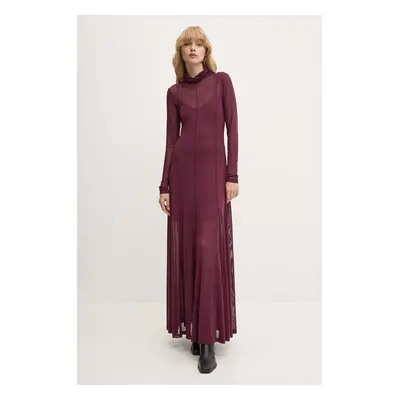 Šaty Remain Maxi Mesh Dress vínová barva, maxi, 5019472694