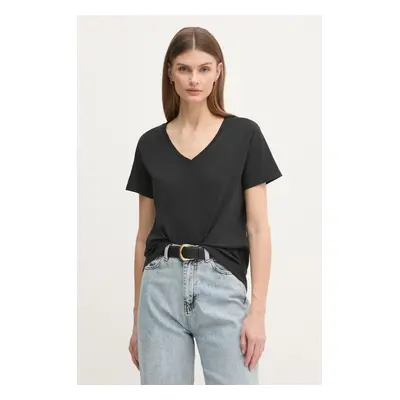 Bavlněné tričko Pepe Jeans LOLLY V-NECK černá barva, PL505999