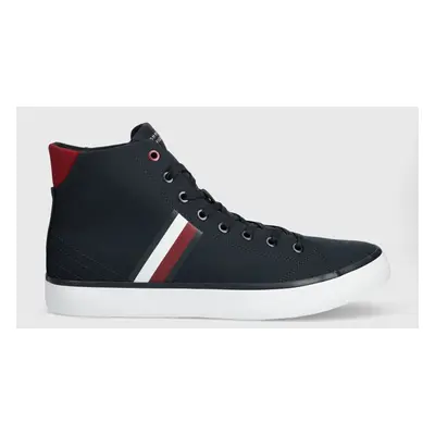 Kecky Tommy Hilfiger TH HI VULC STRIPES MESH pánské, tmavomodrá barva, FM0FM04948