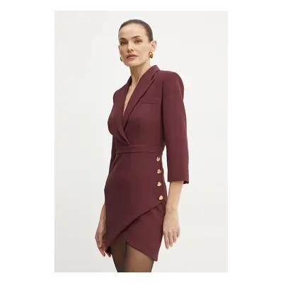 Šaty Elisabetta Franchi vínová barva, mini, AB63146E2