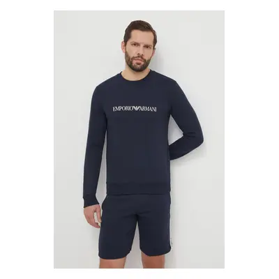 Mikina Emporio Armani Underwear tmavomodrá barva, s potiskem, 111785 4R571