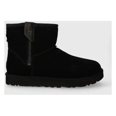 Semišové sněhule UGG Classic Mini Bailey Zip černá barva, 1151230