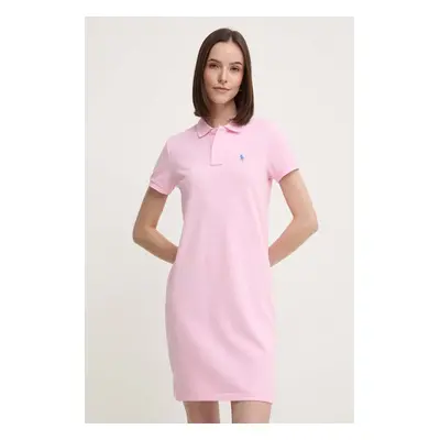 Bavlněné šaty Polo Ralph Lauren růžová barva, mini