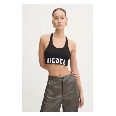 Sportovní podprsenka Diesel UFSB-COTTON-RACE-BRALETTE černá barva, A14591.0HMAU