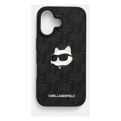 Obal na telefon Karl Lagerfeld iPhone 16 6.1 černá barva, KLHCP16SPGKLCHPK