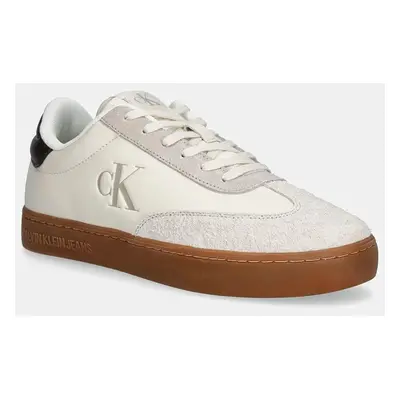 Kožené sneakers boty Calvin Klein Jeans CLASSIC CUPSOLE LOW béžová barva, YM0YM01272