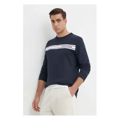 Mikina Tommy Hilfiger pánská, tmavomodrá barva, s aplikací, UM0UM03197